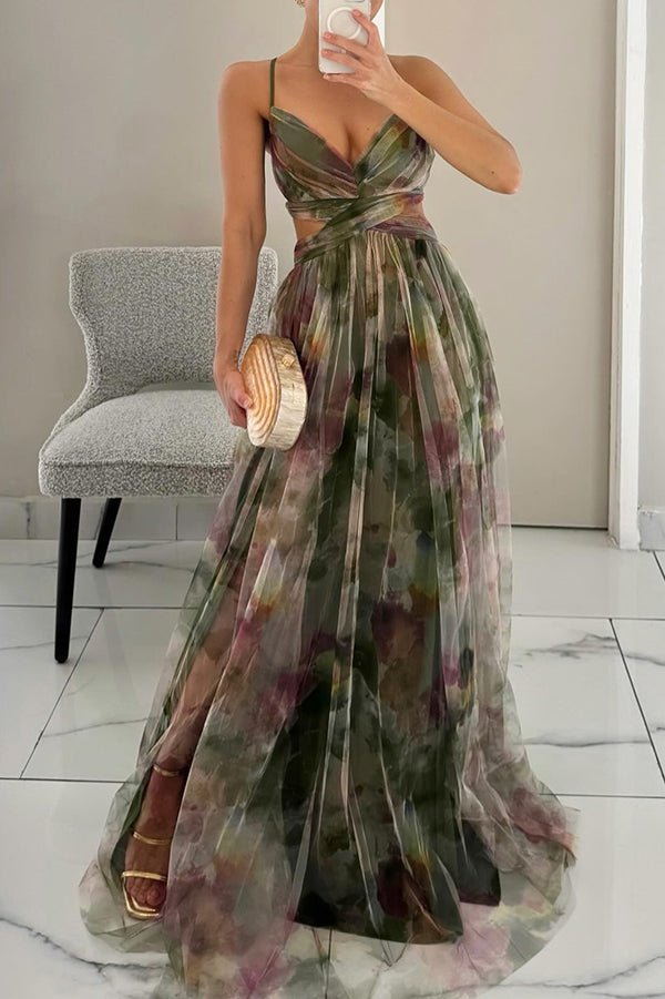 Florencie | Dlouhá elegantní šaty s uměleckým potiskem
