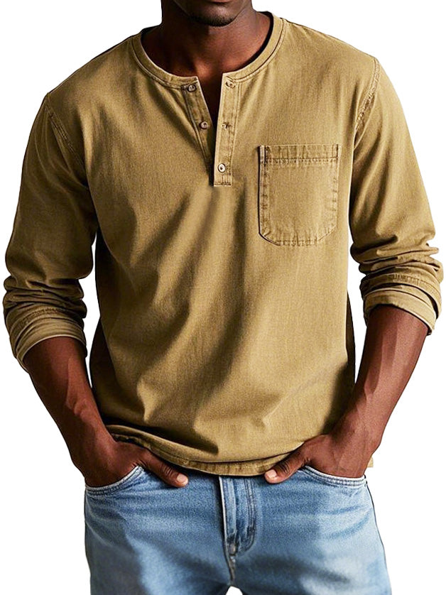 Sébastien | Camicia Vintage Uomo Maniche Lunghe Collo Classico