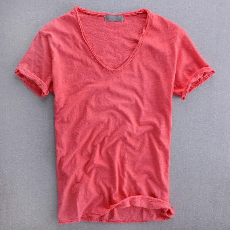 Robert | T-Shirt Mand V-Hals – Minimalistisk Og Tidøst