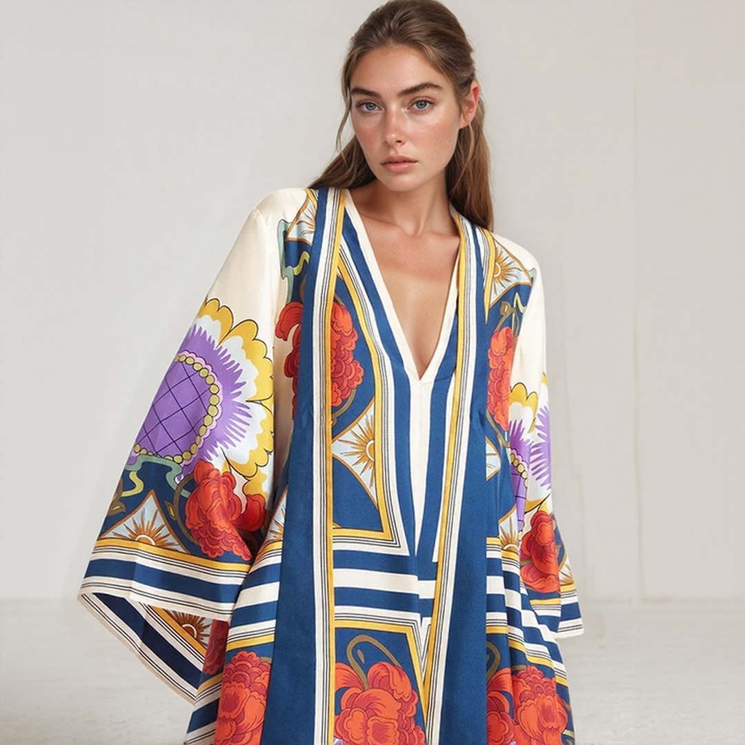 Djamila | Maxi Kaftan Bohémska Šaty – Uvoľnená A Plynulá Elegancia