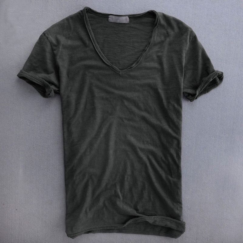 Robert | T-Shirt Mand V-Hals – Minimalistisk Og Tidøst