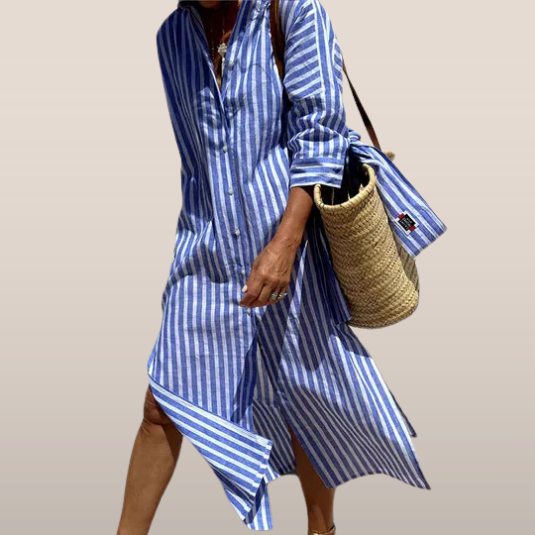 Zina | Weit und leicht gestreiftes Hemdkleid