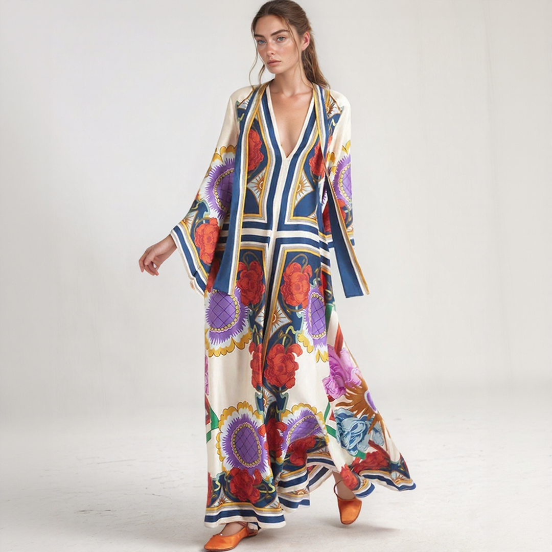 Djamila | Maxi Kaftan Bohémska Šaty – Uvoľnená A Plynulá Elegancia