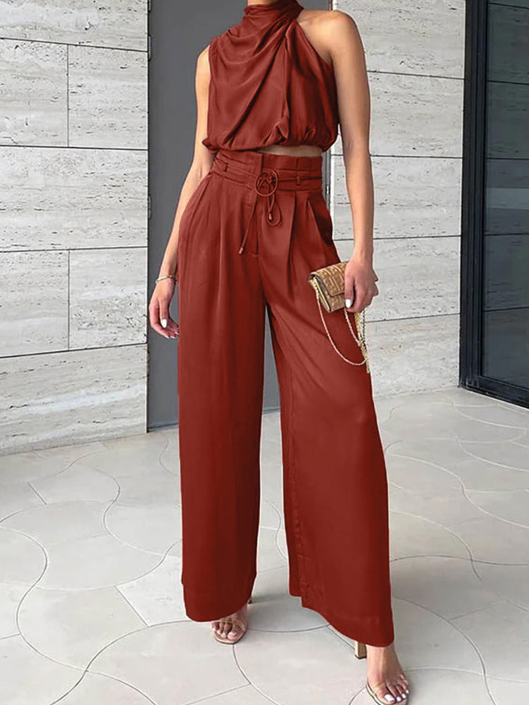 Marine | Συγκρότημα Chic – Ασύμμετρο Τοπ Και Ροή Παντελόνι