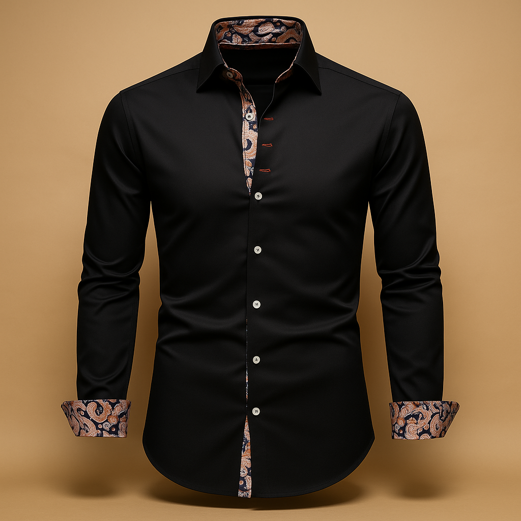 Loïc | Camisa Ajustada de Mangas Largas con Cuello Estructurado