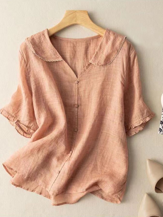 Perla | Korte Elegante Blouse – Retro Stijl En Fijne Details