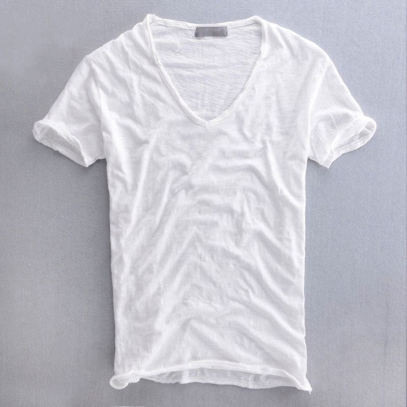 Robert | T-Shirt Mand V-Hals – Minimalistisk Og Tidøst