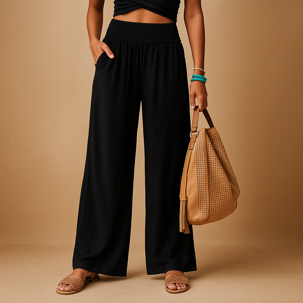 Gwenaëlle | High-Waisted Wide Leg Pants and Casual Style