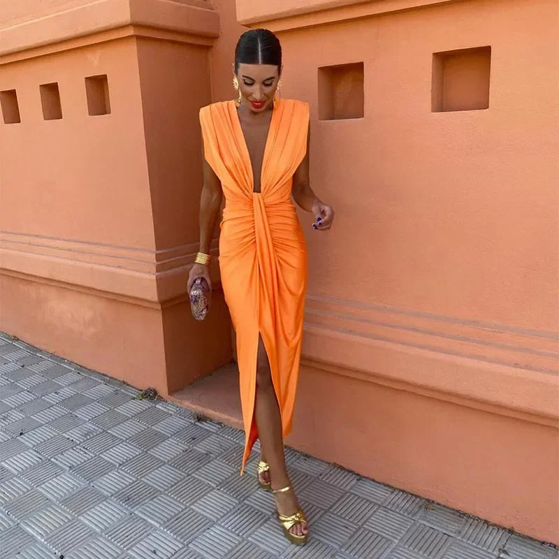 Pénélope | Robe Longue Nouée – Élégance Et Touche Sensuelle
