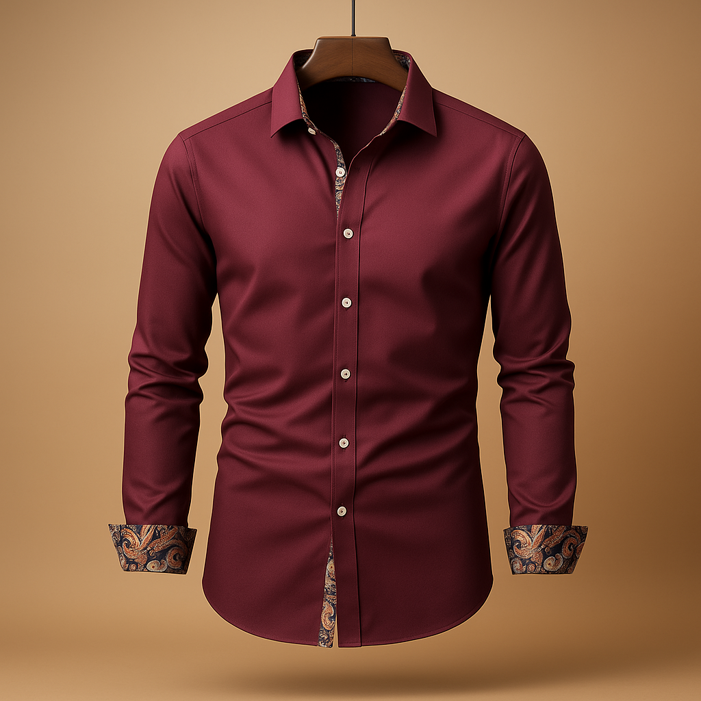 Loïc | Camisa Ajustada de Mangas Largas con Cuello Estructurado