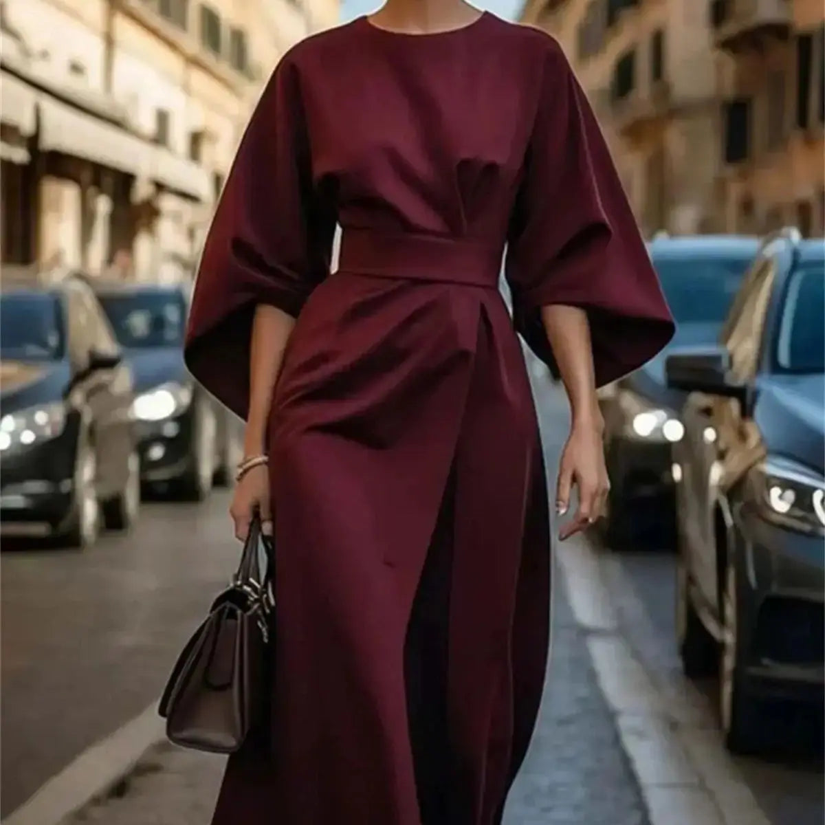 Andrea | Robe Midi Ceinturée – Simplicité Et Raffinement