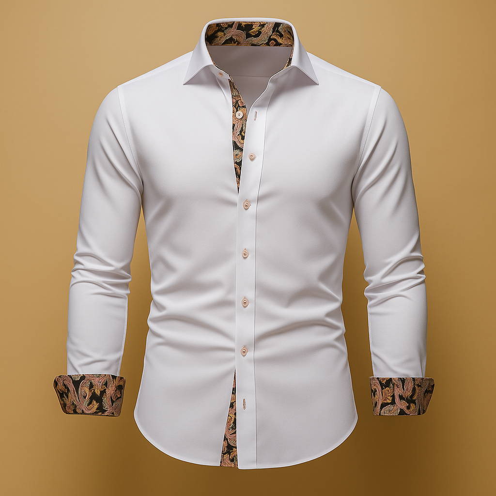 Loïc | Camisa Ajustada de Mangas Largas con Cuello Estructurado