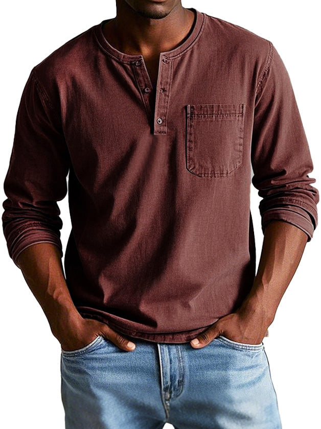 Sébastien | Camisa Vintage Hombre Manga Larga Cuello Clásico 