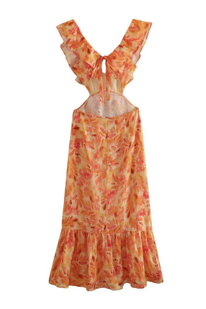 Méline | Elegante Lange Zomerjurk – Mouwloos met Volants 