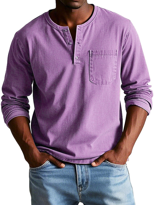 Sébastien | Camisa Vintage Hombre Manga Larga Cuello Clásico 