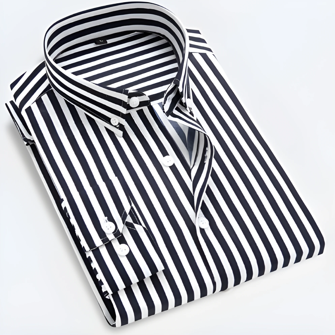 Idriss | Chemise à Rayures Fines – Coupe Ajustée & Style Polyvalent