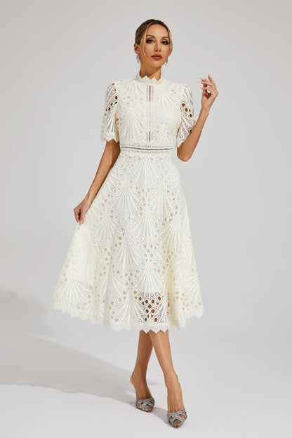 Nadine | Rochie Midi – Allure Chic și Accente Rafinate 