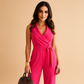 Lamia | Jumpsuit Élégant Avec Ceinture À Nouer Et Col V