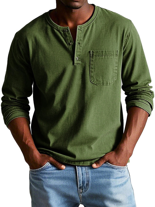 Sébastien | Camisa Vintage Hombre Manga Larga Cuello Clásico 