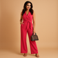 Lamia | Jumpsuit Élégant Avec Ceinture À Nouer Et Col V