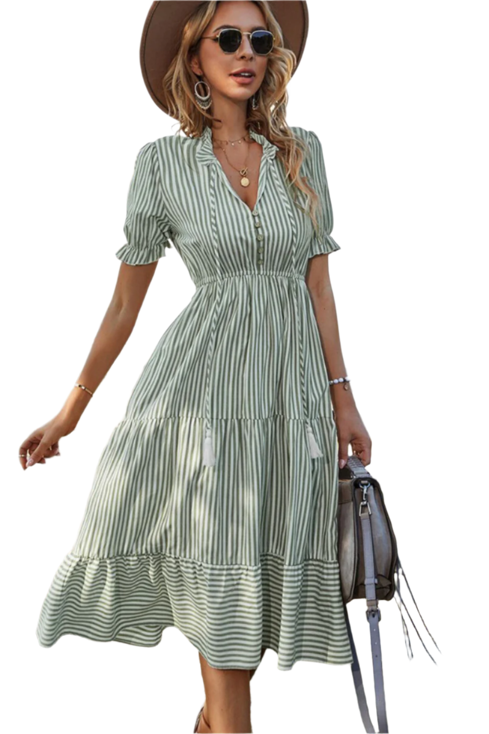 Freja | Abito Bohemien Chic a Righe 