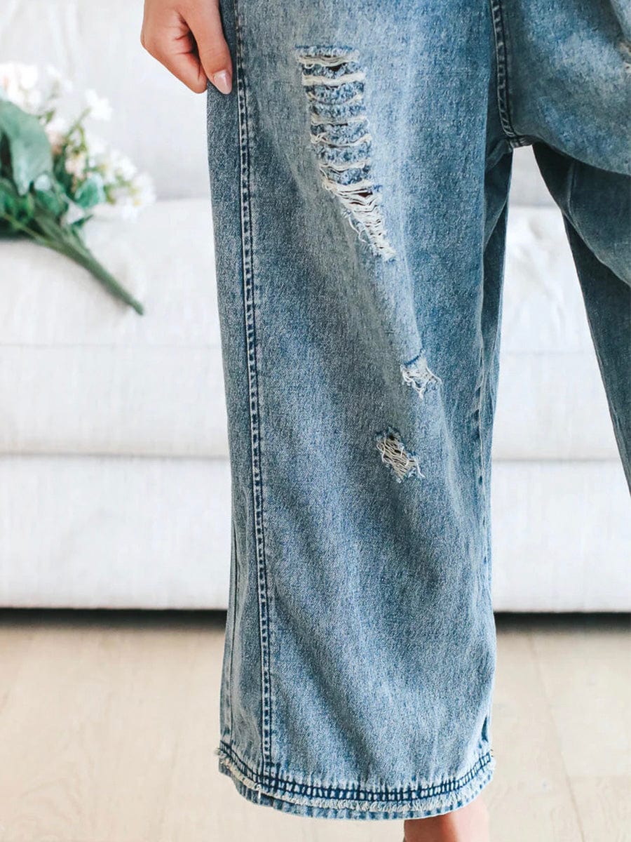 Lucie | Lässige ärmellose Jeanslatzhose 