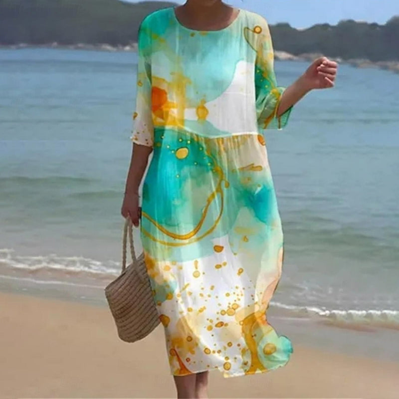 Maud | Mid-Length Dress with Floral Print – Ideal for the Warm Season 