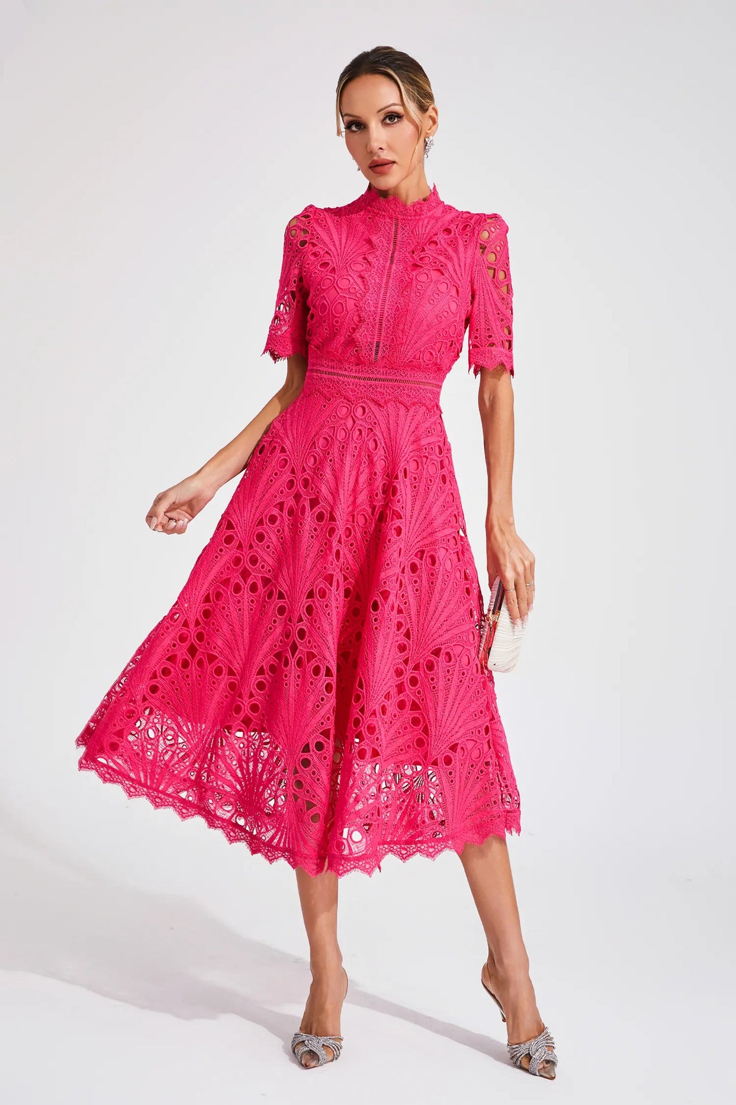 Nadine | Rochie Midi – Allure Chic și Accente Rafinate 