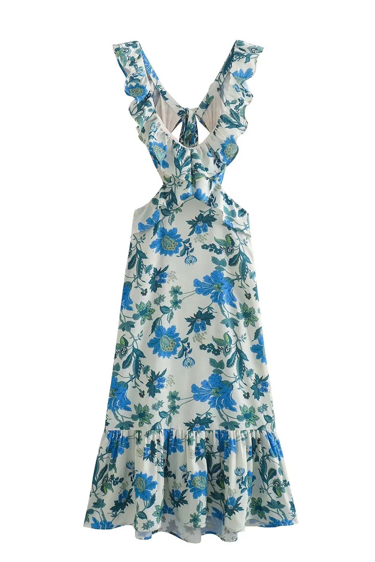 Méline | Elegante Lange Zomerjurk – Mouwloos met Volants 