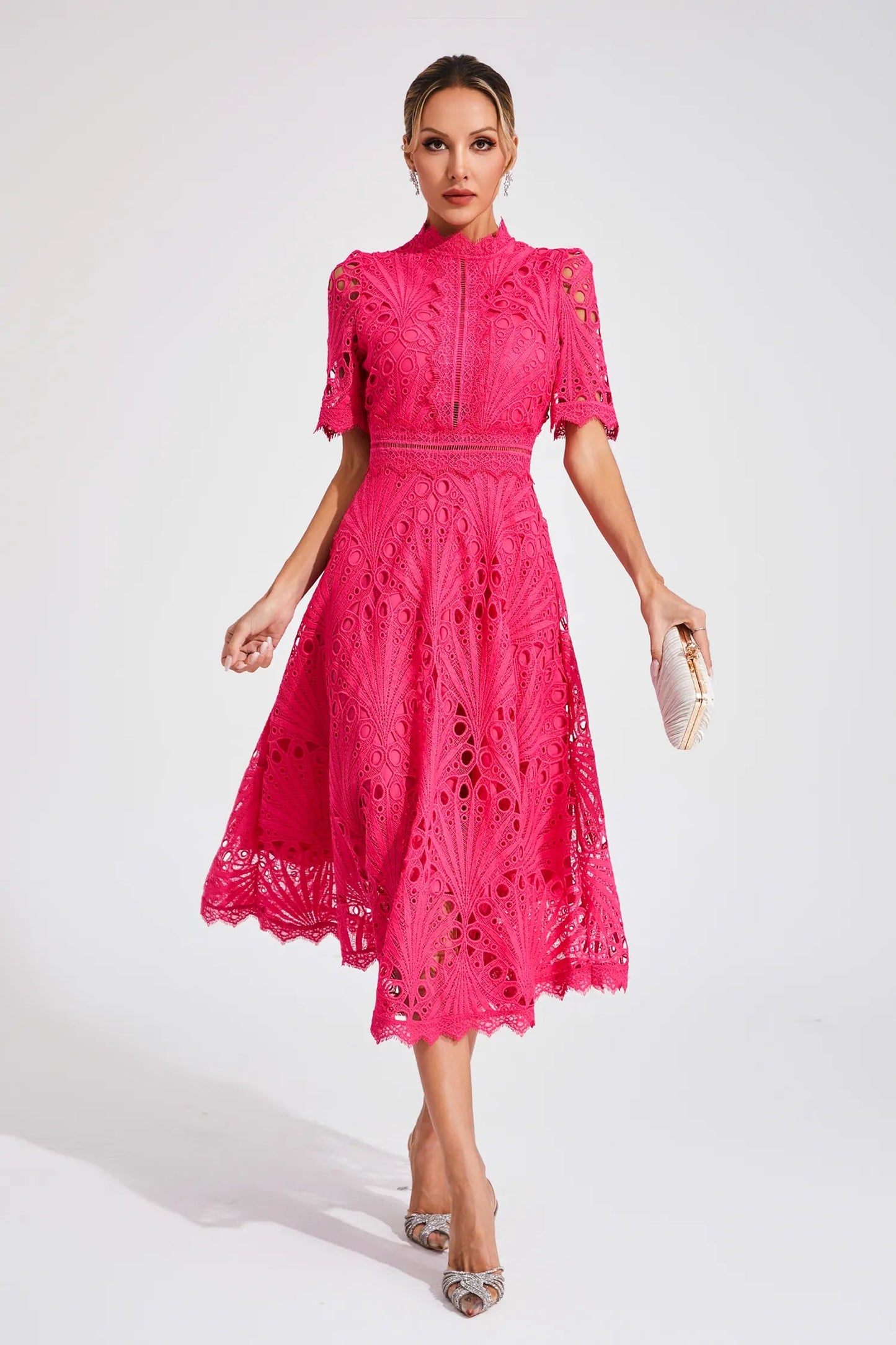 Nadine | Rochie Midi – Allure Chic și Accente Rafinate 