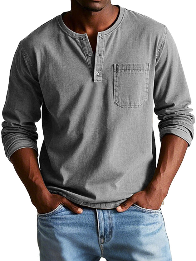 Sébastien | Camisa Vintage Hombre Manga Larga Cuello Clásico 