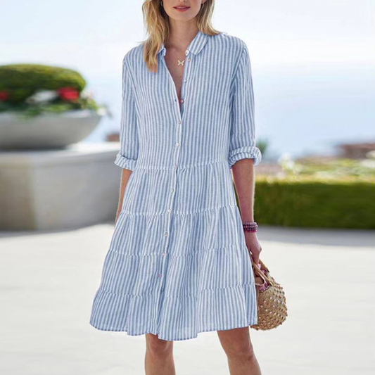 Joana | Vestido de Verano Rayado – Elegancia Informal y Ligereza 
