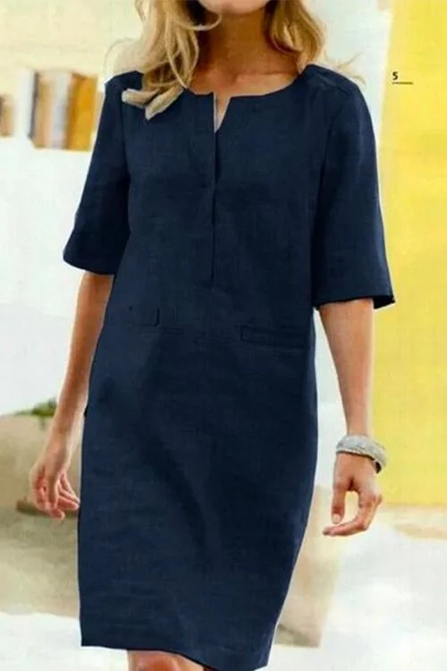 Flora | Straight Dress With Split Collar – Simplicity And Elegance 