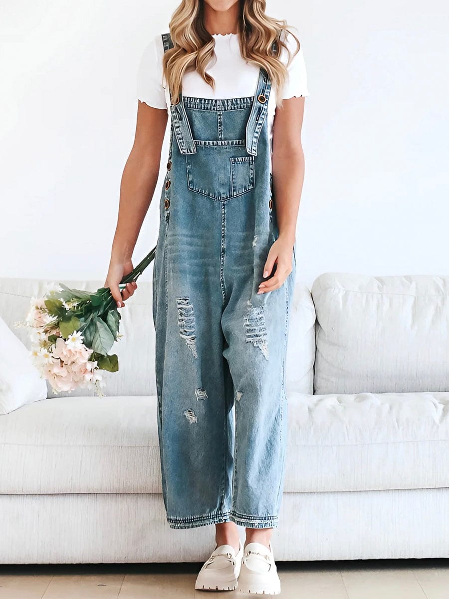 Lucie | Lässige ärmellose Jeanslatzhose 