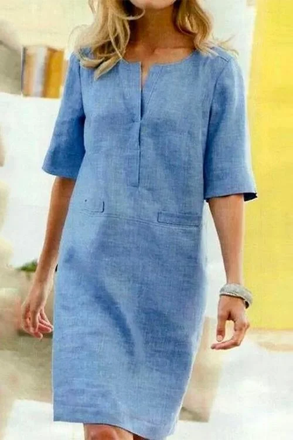 Flora | Straight Dress With Split Collar – Simplicity And Elegance 