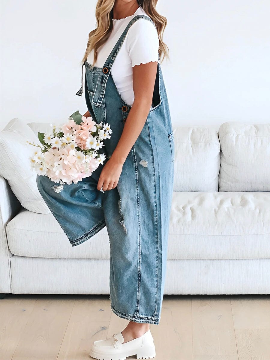 Lucie | Lässige ärmellose Jeanslatzhose 