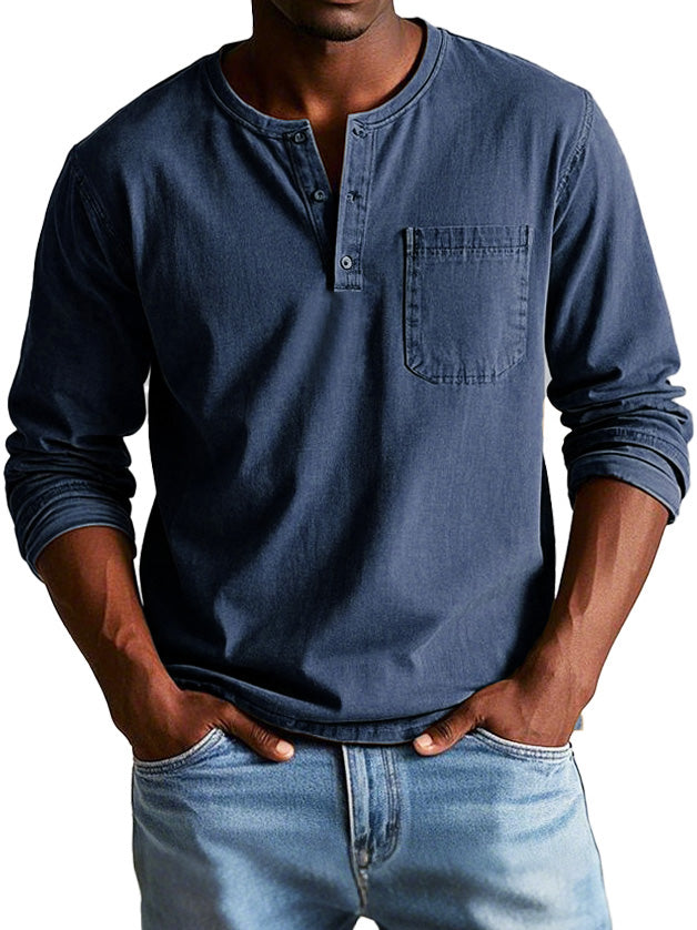 Sébastien | Camisa Vintage Hombre Manga Larga Cuello Clásico 