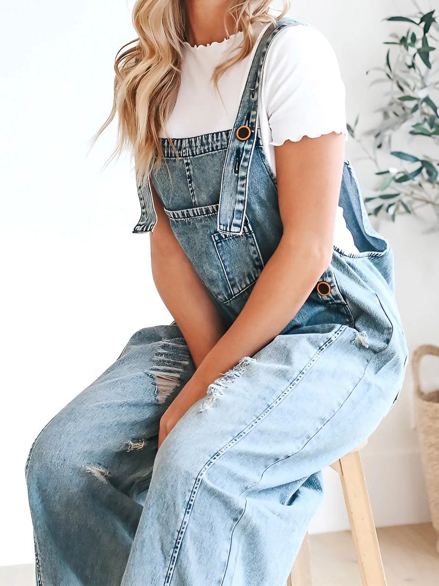 Lucie | Lässige ärmellose Jeanslatzhose 