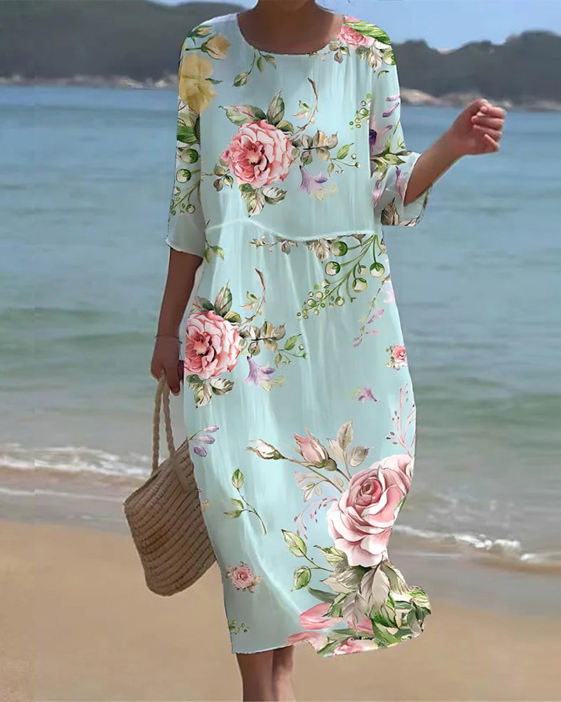 Maud | Mid-Length Dress with Floral Print – Ideal for the Warm Season 