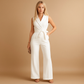 Lamia | Jumpsuit Élégant Avec Ceinture À Nouer Et Col V