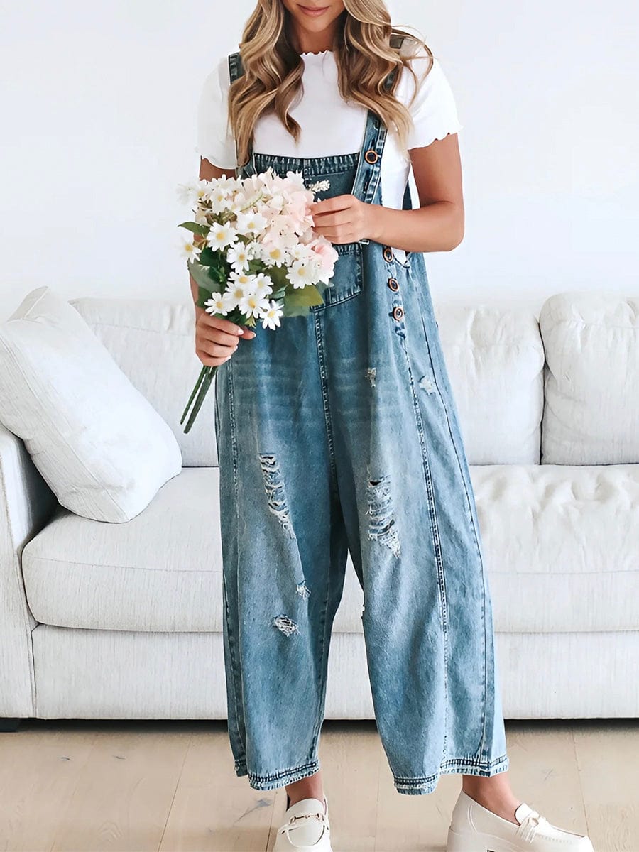 Lucie | Lässige ärmellose Jeanslatzhose 