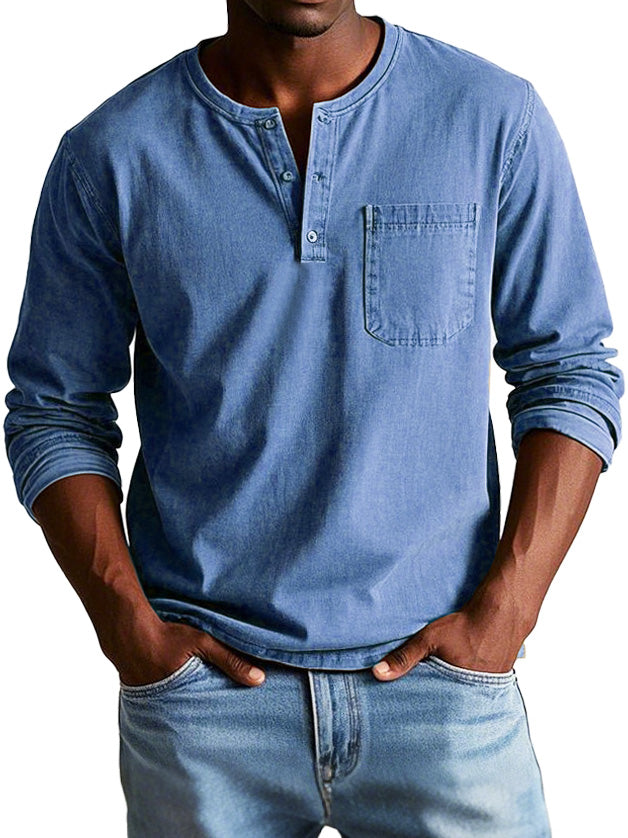 Sébastien | Camisa Vintage Hombre Manga Larga Cuello Clásico 